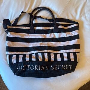Victoria's Secret Black and White Striped Tote